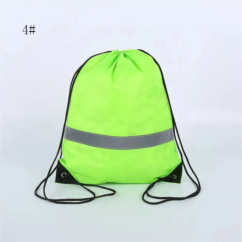 Drawstring Backpack Waterproof Sport Gym Bag With Reflective Strip For Travel Outdoor Shopping Swimming Basketball Yoga Bags