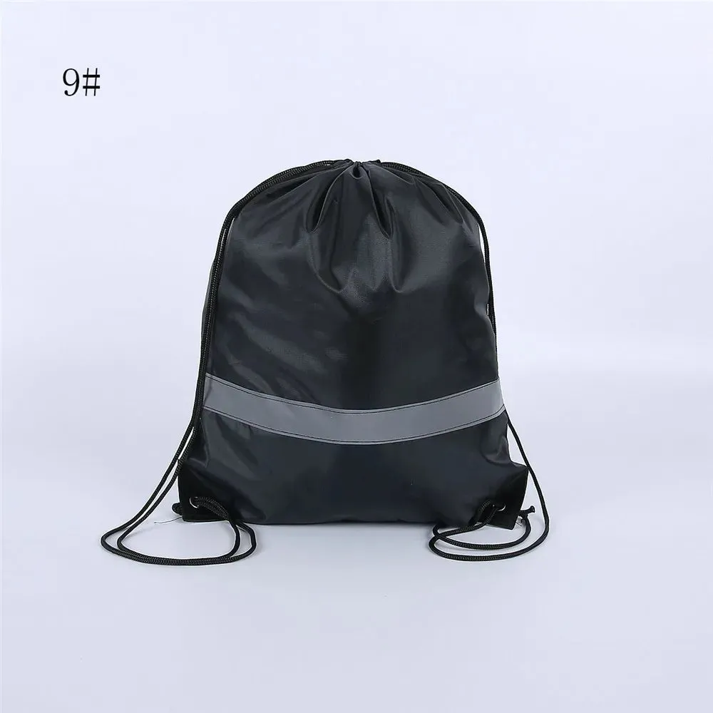 Drawstring Backpack Waterproof Sport Gym Bag With Reflective Strip For Travel Outdoor Shopping Swimming Basketball Yoga Bags