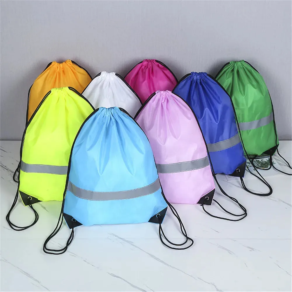 Drawstring Backpack Waterproof Sport Gym Bag With Reflective Strip For Travel Outdoor Shopping Swimming Basketball Yoga Bags