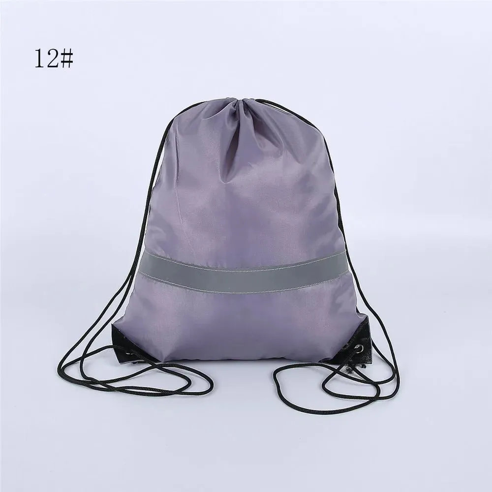 Drawstring Backpack Waterproof Sport Gym Bag With Reflective Strip For Travel Outdoor Shopping Swimming Basketball Yoga Bags