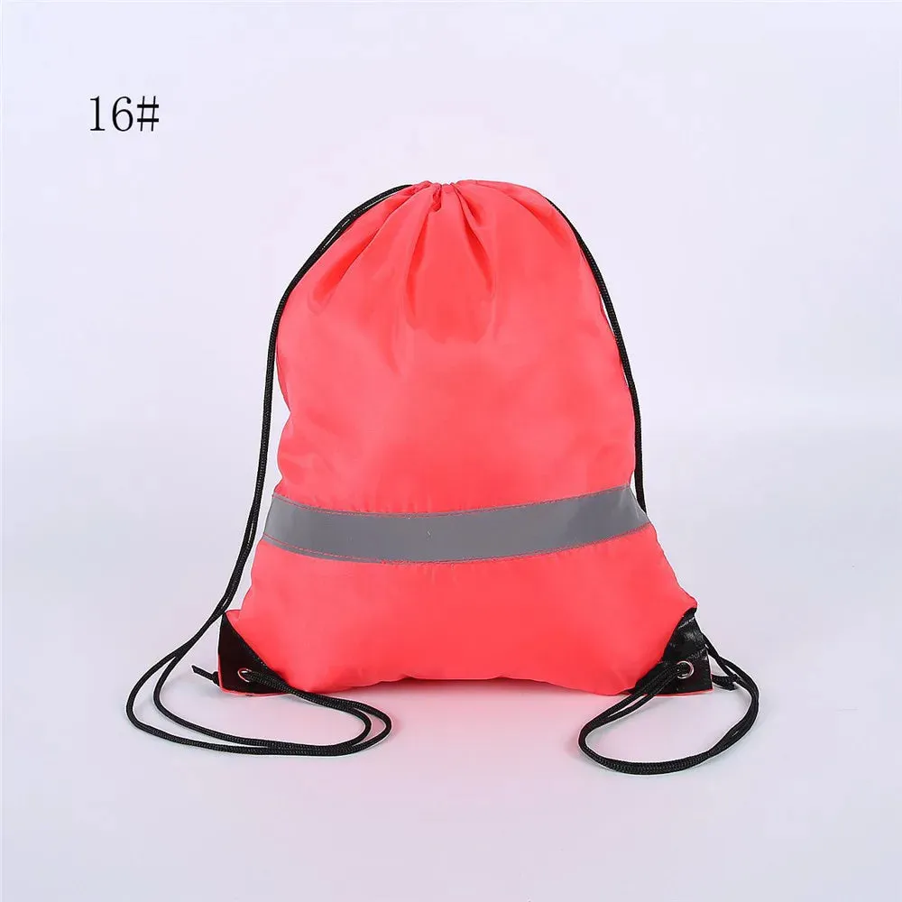 Drawstring Backpack Waterproof Sport Gym Bag With Reflective Strip For Travel Outdoor Shopping Swimming Basketball Yoga Bags