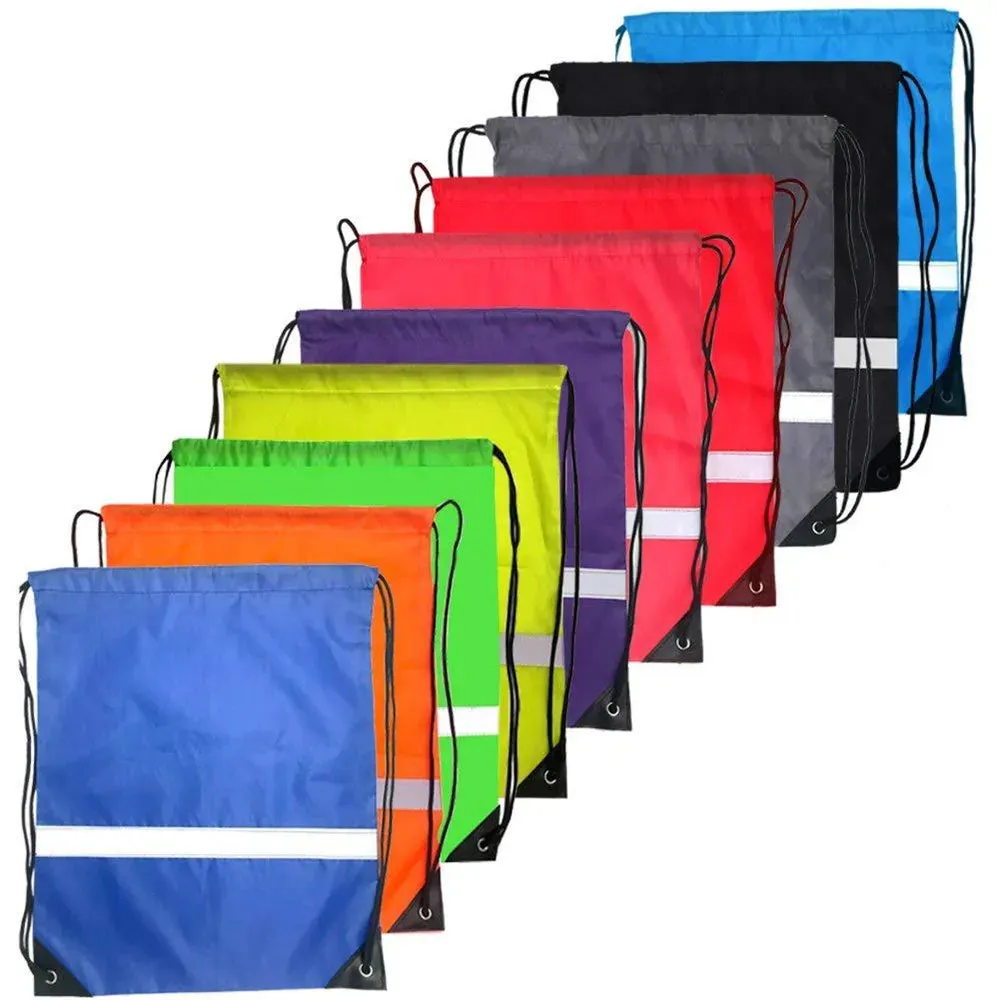 Drawstring Backpack Waterproof Sport Gym Bag With Reflective Strip For Travel Outdoor Shopping Swimming Basketball Yoga Bags