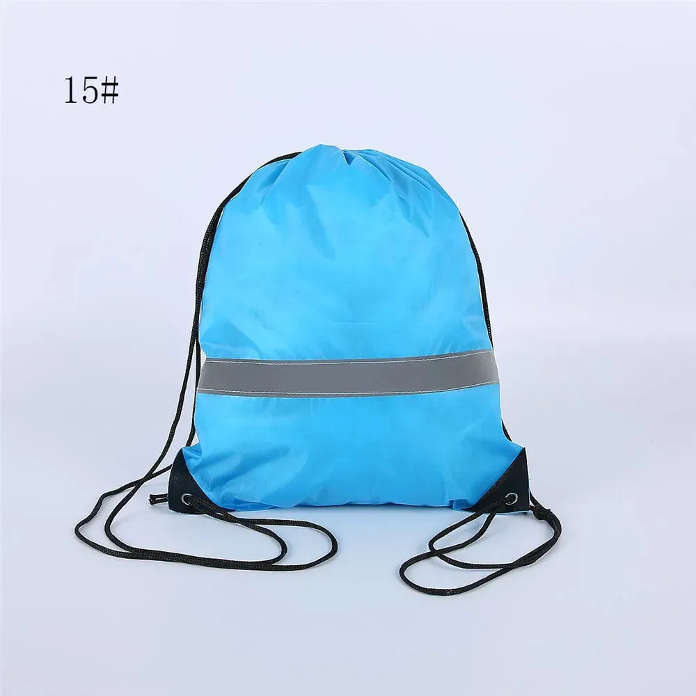 Drawstring Backpack Waterproof Sport Gym Bag With Reflective Strip For Travel Outdoor Shopping Swimming Basketball Yoga Bags