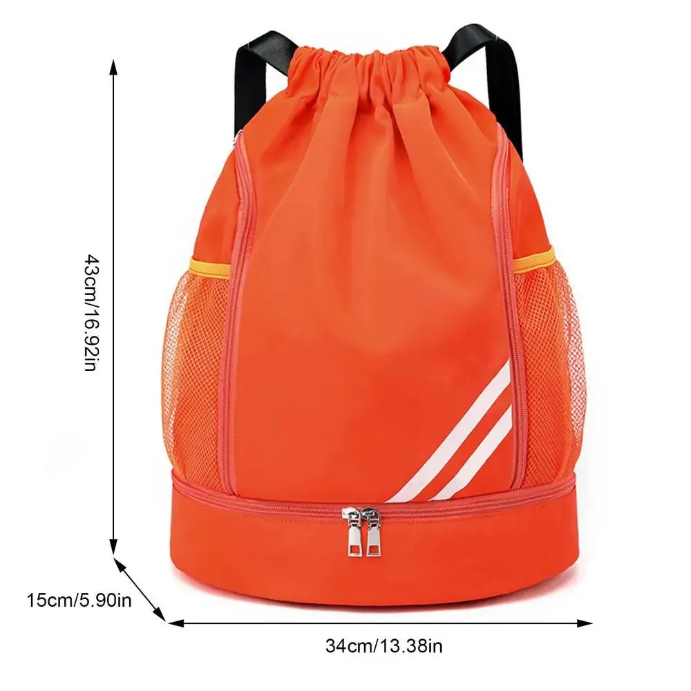 Drawstring Backpack with Mesh Pockets and Shoe Compartment