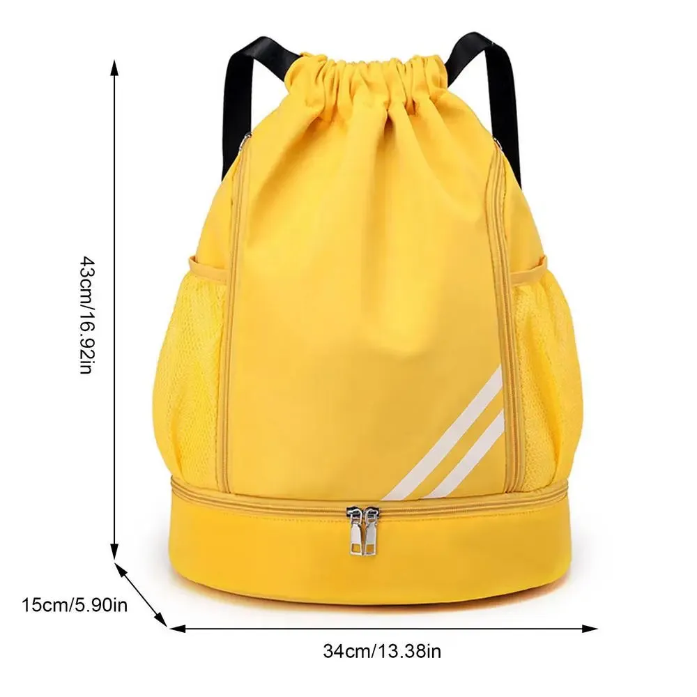 Drawstring Backpack with Mesh Pockets and Shoe Compartment