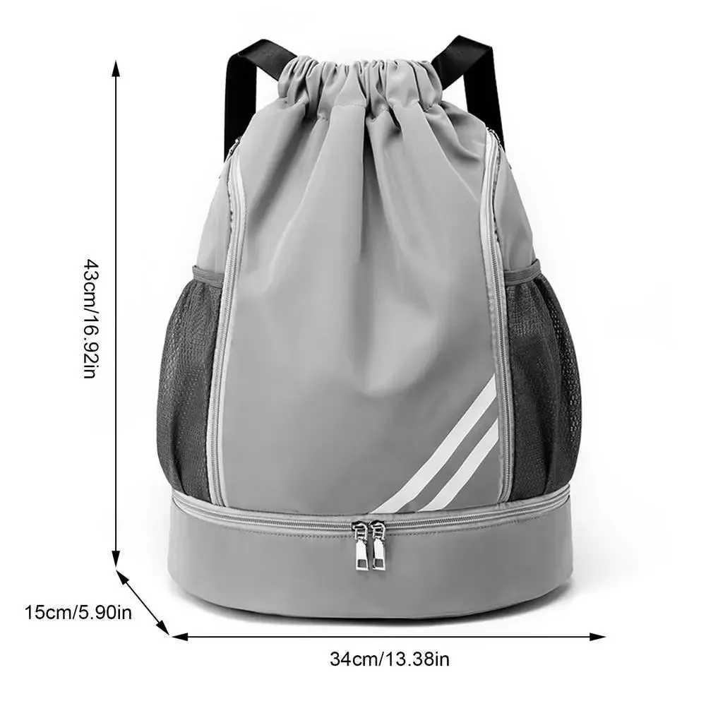 Drawstring Backpack with Mesh Pockets and Shoe Compartment