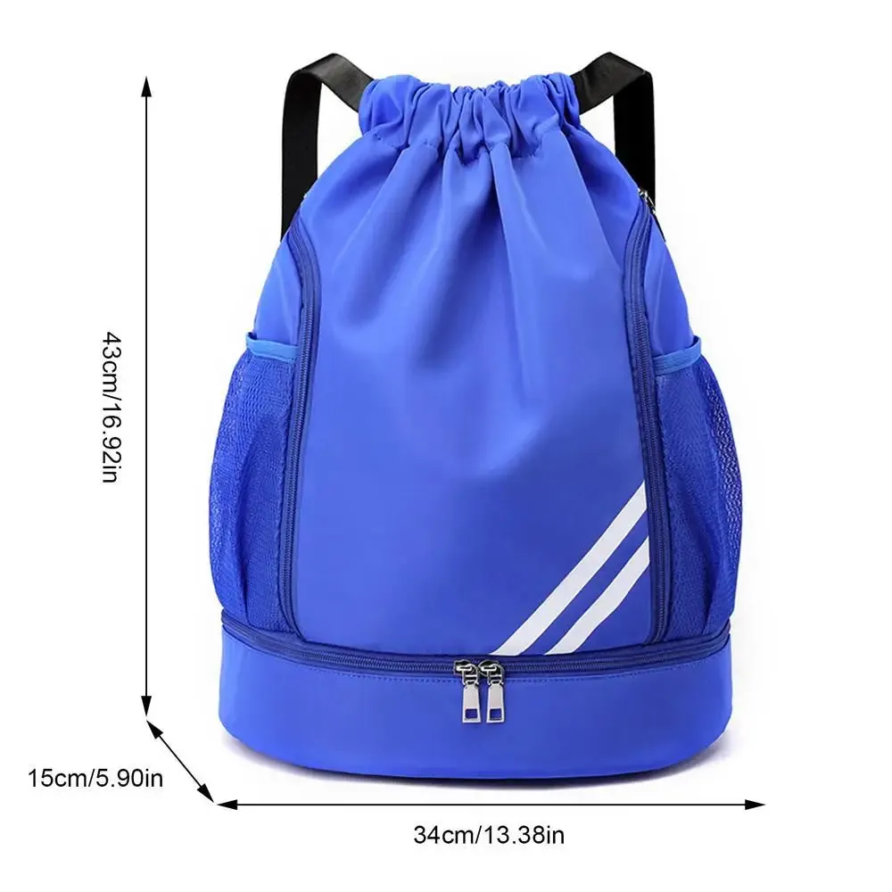 Drawstring Backpack with Mesh Pockets and Shoe Compartment