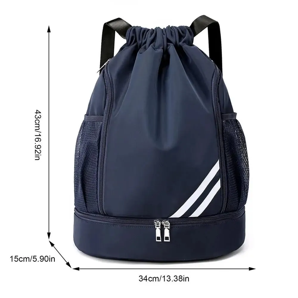 Drawstring Backpack with Mesh Pockets and Shoe Compartment