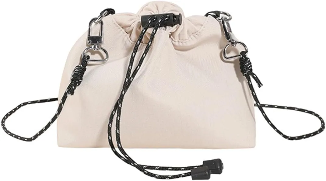 Drawstring Crossbody Bag for Women Nylon Bucket Bag Waterproof Tote Handbag Lightweight Shoulder Bag Satchel Bag