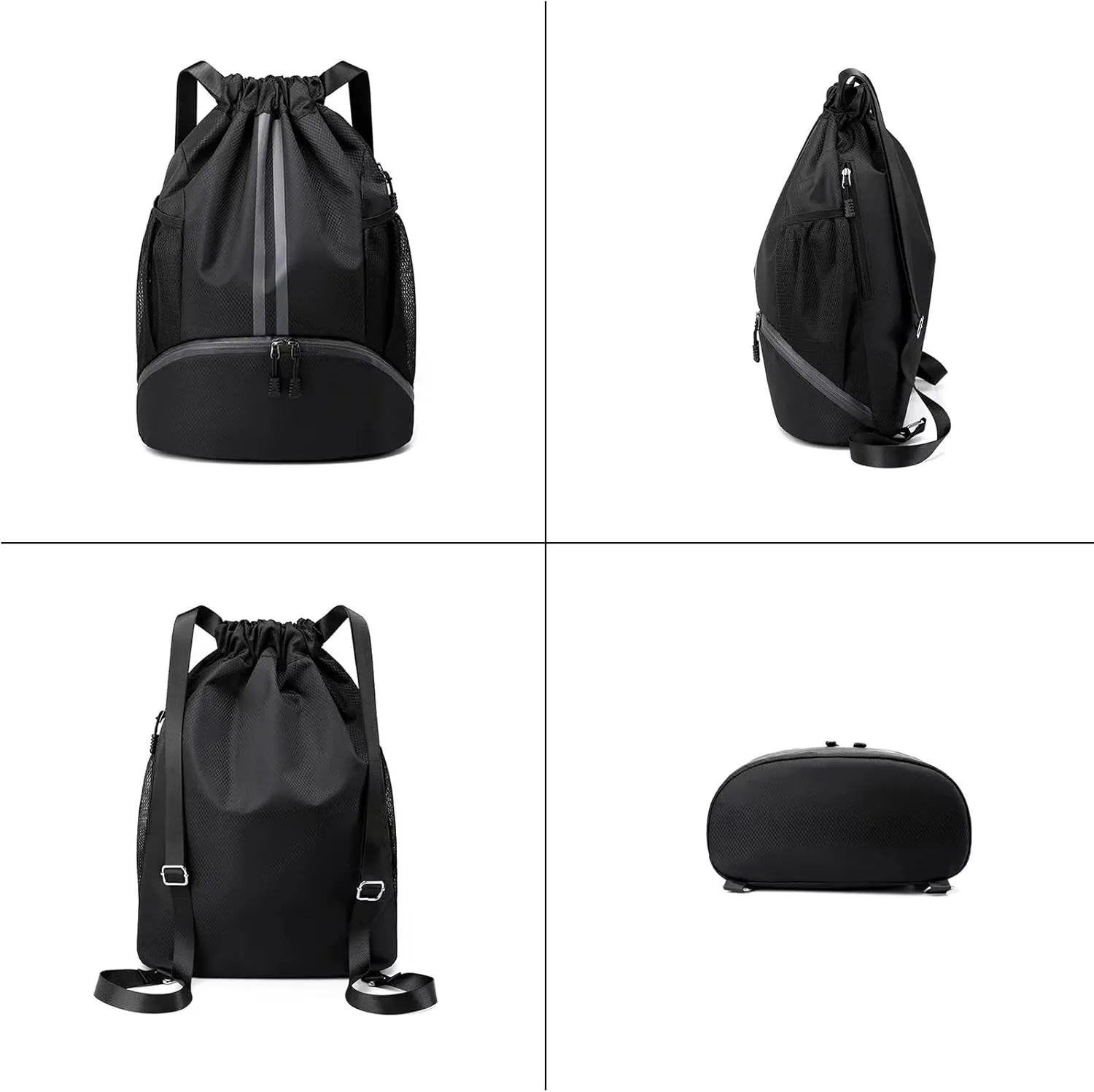 Drawstring Gym Bag for Men, Waterproof Drawstring Backpack for Women, Swim with Shoes Compartment, Pull String Sport Bag for Soccer and Basketball. (Orange)