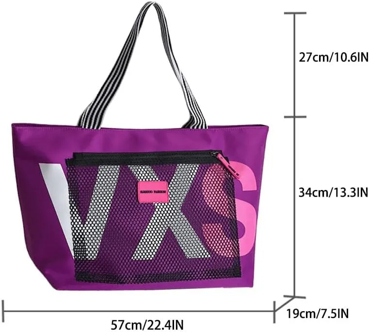 Dry wet separation Korean style super large capacity beach travel shopping bag letter women's tote bag