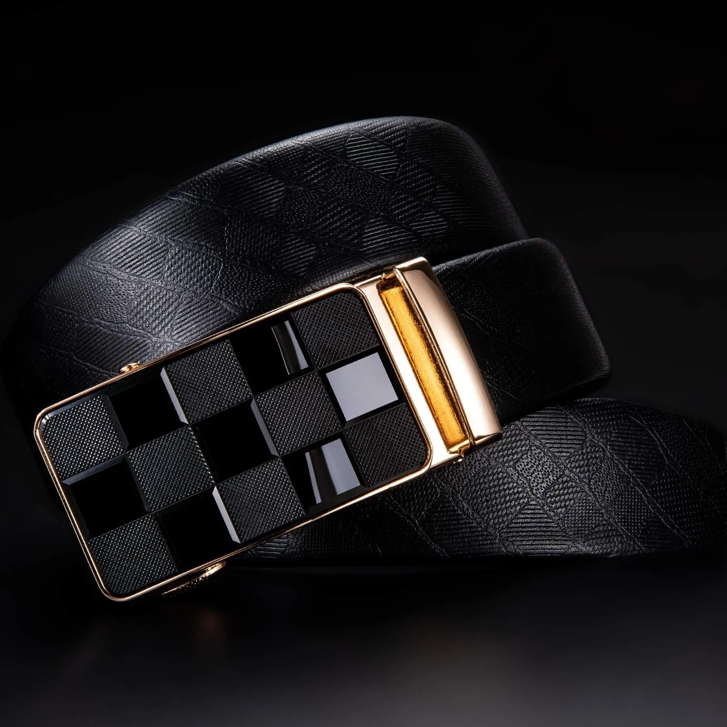 Dubulle Designer Ratchet Belt for Men Leather Fashion Adjustable Automatic Buckle Sliding Removable Dress Casual