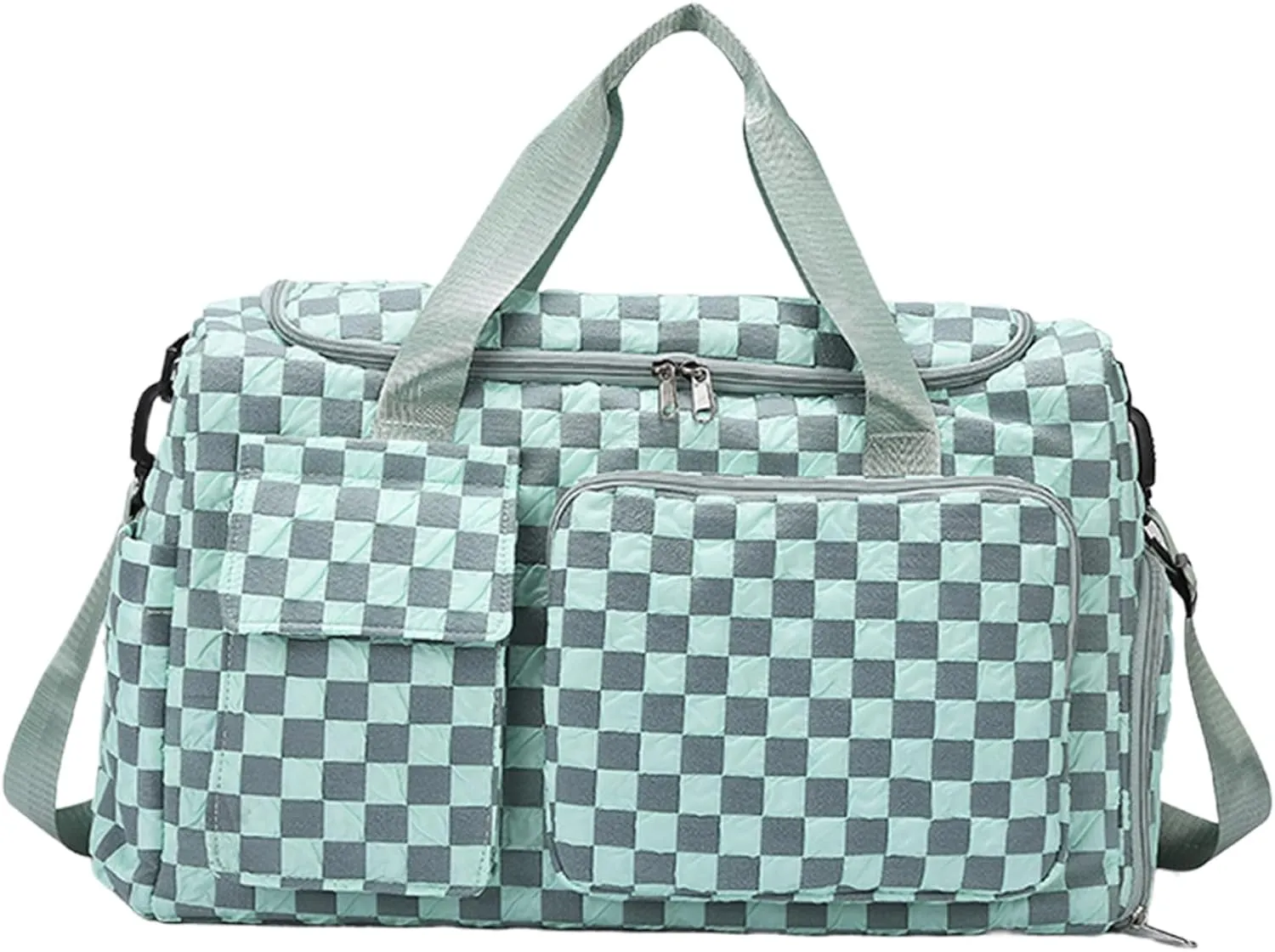 Duffle Bag - Large Camping Trip Pouch | Waterproof Plaid Travel Bag with Shoe Compartment for Camping Swimming Beach Swim Pool Sports Gym