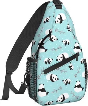 Dujiea Crossbody Backpack for Men & Women - Sling Bag, Cute Panda Plant Chest Shoulder Bag, Lightweight One Strap Multipurpose Travel Hiking Daypack