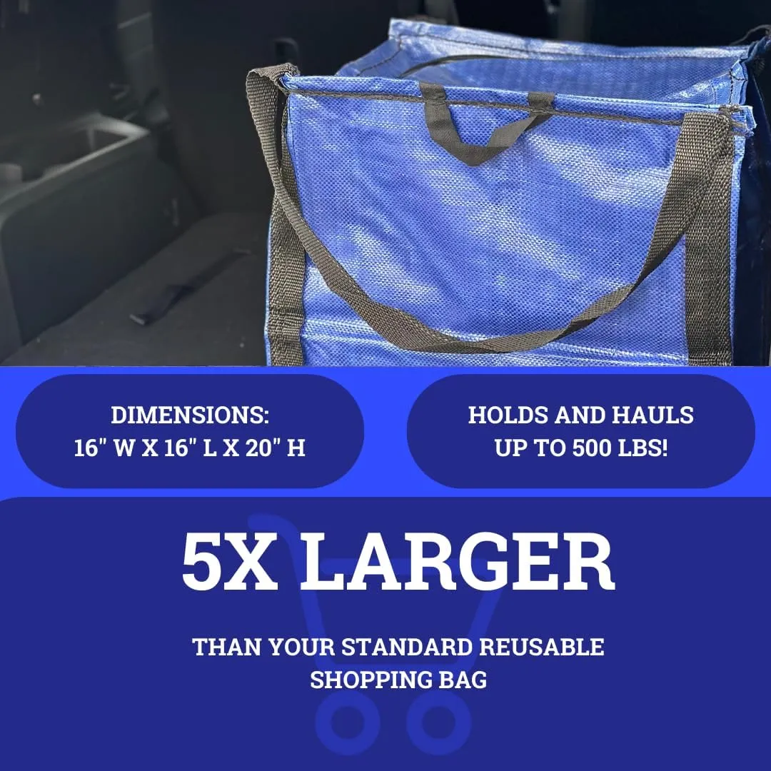 DURASACK Heavy Duty Storage Tote Bag with Zipper Top 22-Gallon Rugged Woven Polypropylene Moving Bag, Reusable Self-Standing Design, Holds up to 500 Pounds, Single, Blue