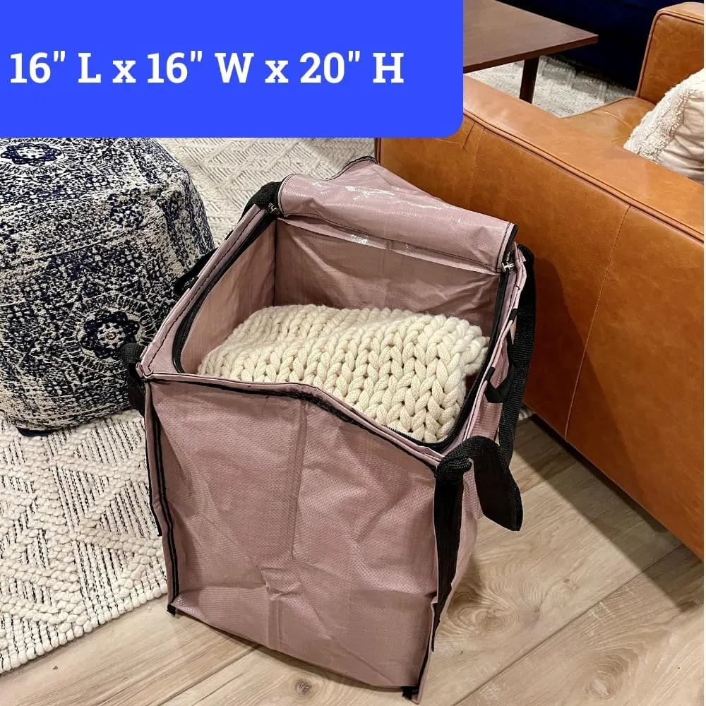 DURASACK Heavy Duty Storage Tote Bag with Zipper Top 22-Gallon Rugged Woven Polypropylene Moving Bag, Reusable Self-Standing Design, Holds up to 500 Pounds, Single, Mauve