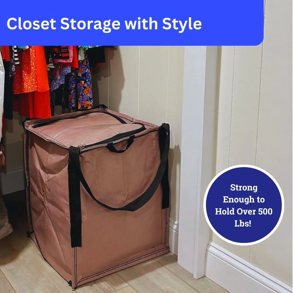 DURASACK Heavy Duty Storage Tote Bag with Zipper Top 22-Gallon Rugged Woven Polypropylene Moving Bag, Reusable Self-Standing Design, Holds up to 500 Pounds, Single, Mauve