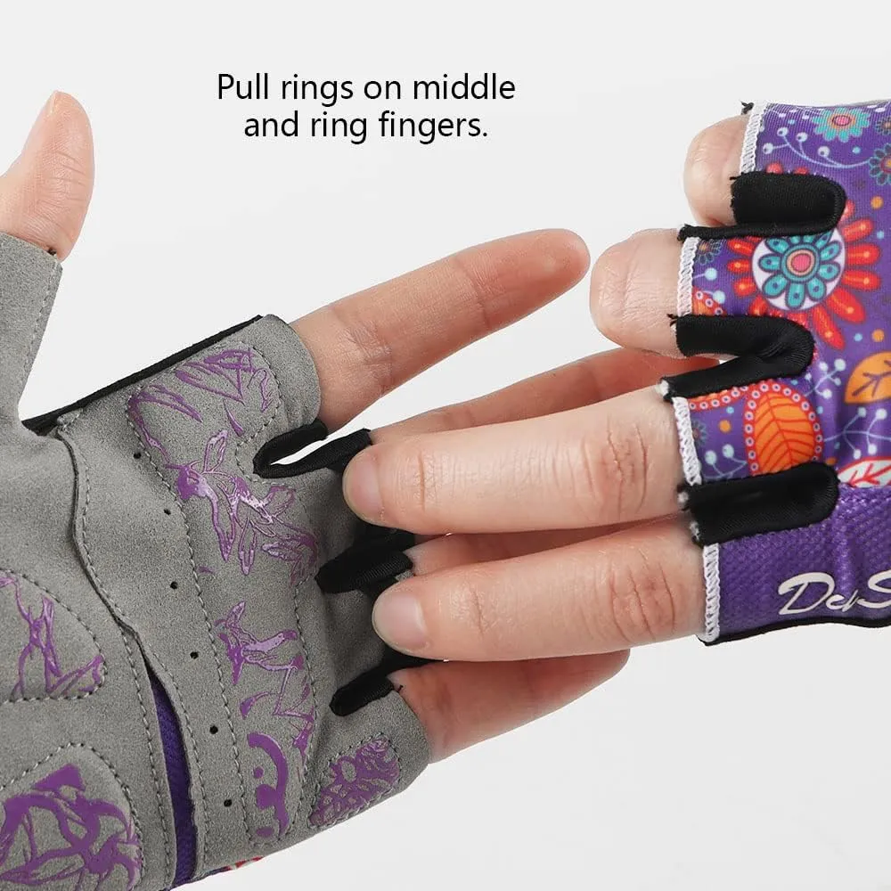 DuShow Women Half Finger Cycling Gloves,Gel Padded Anti-Slip Shock-Absorbing Mountain Road Bicycle Biking Bike Short Fingerless Gloves