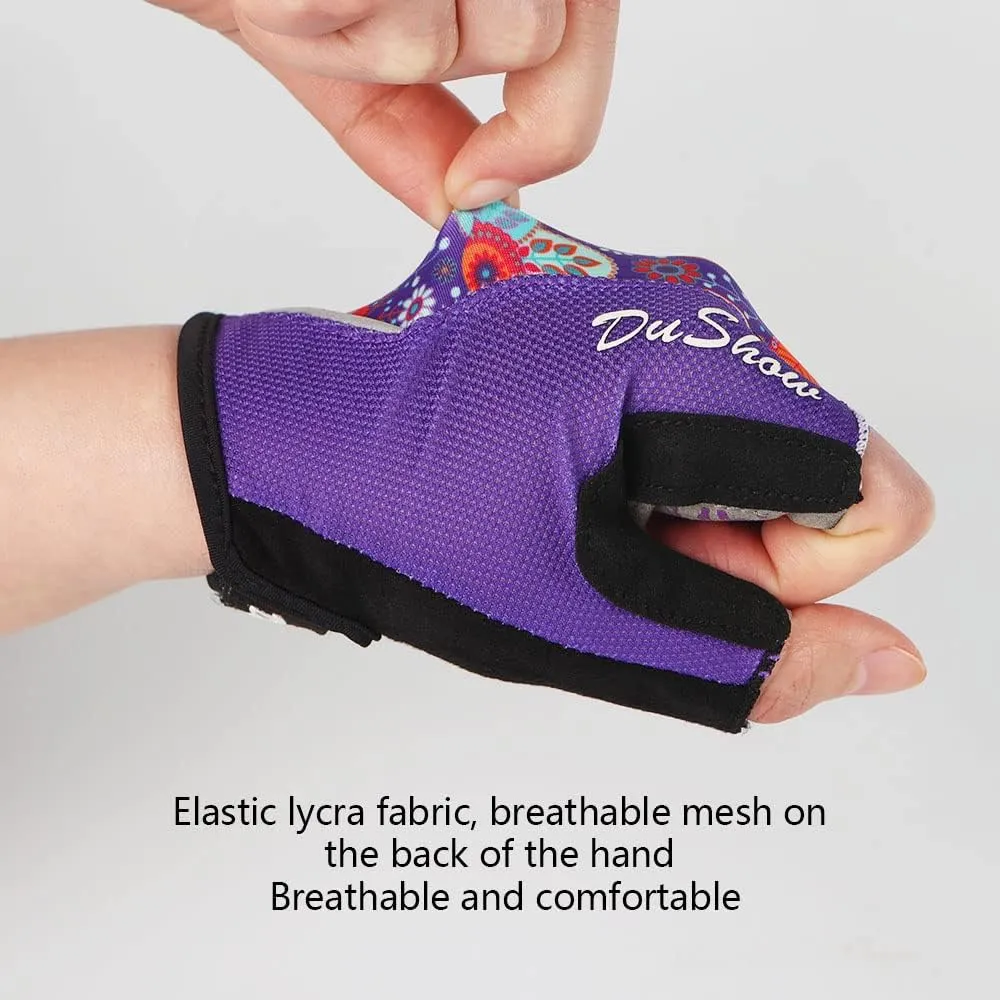 DuShow Women Half Finger Cycling Gloves,Gel Padded Anti-Slip Shock-Absorbing Mountain Road Bicycle Biking Bike Short Fingerless Gloves