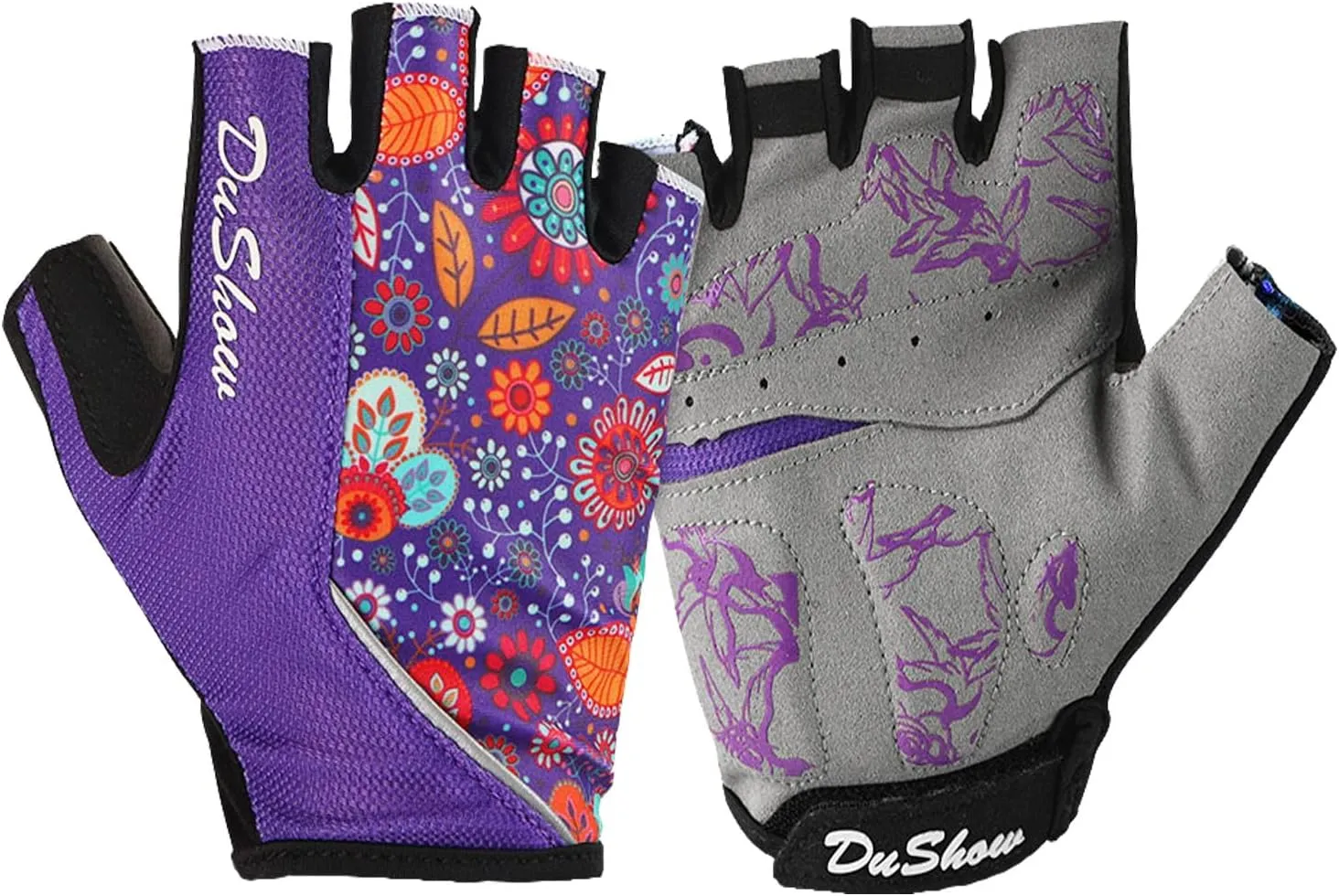 DuShow Women Half Finger Cycling Gloves,Gel Padded Anti-Slip Shock-Absorbing Mountain Road Bicycle Biking Bike Short Fingerless Gloves