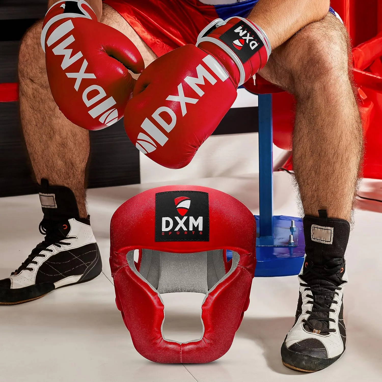 DXM SPORTS Boxing Headgear for MMA Training, Sparring Kickboxing - Adjustable Safety Head Guard for Muay Thai, Karate, Taekwondo