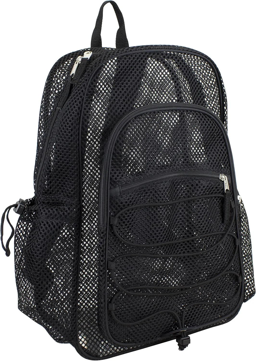 Eastsport Heavy Duty Mesh Lightweight Backpack with Adjustable Bungee for Travel, Work, Sports, Beach, College, Security Check, Large Bag 18 inches, Black