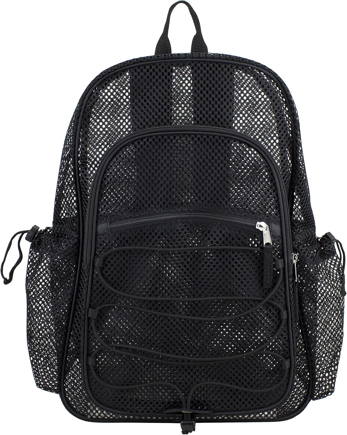 Eastsport Heavy Duty Mesh Lightweight Backpack with Adjustable Bungee for Travel, Work, Sports, Beach, College, Security Check, Large Bag 18 inches, Black