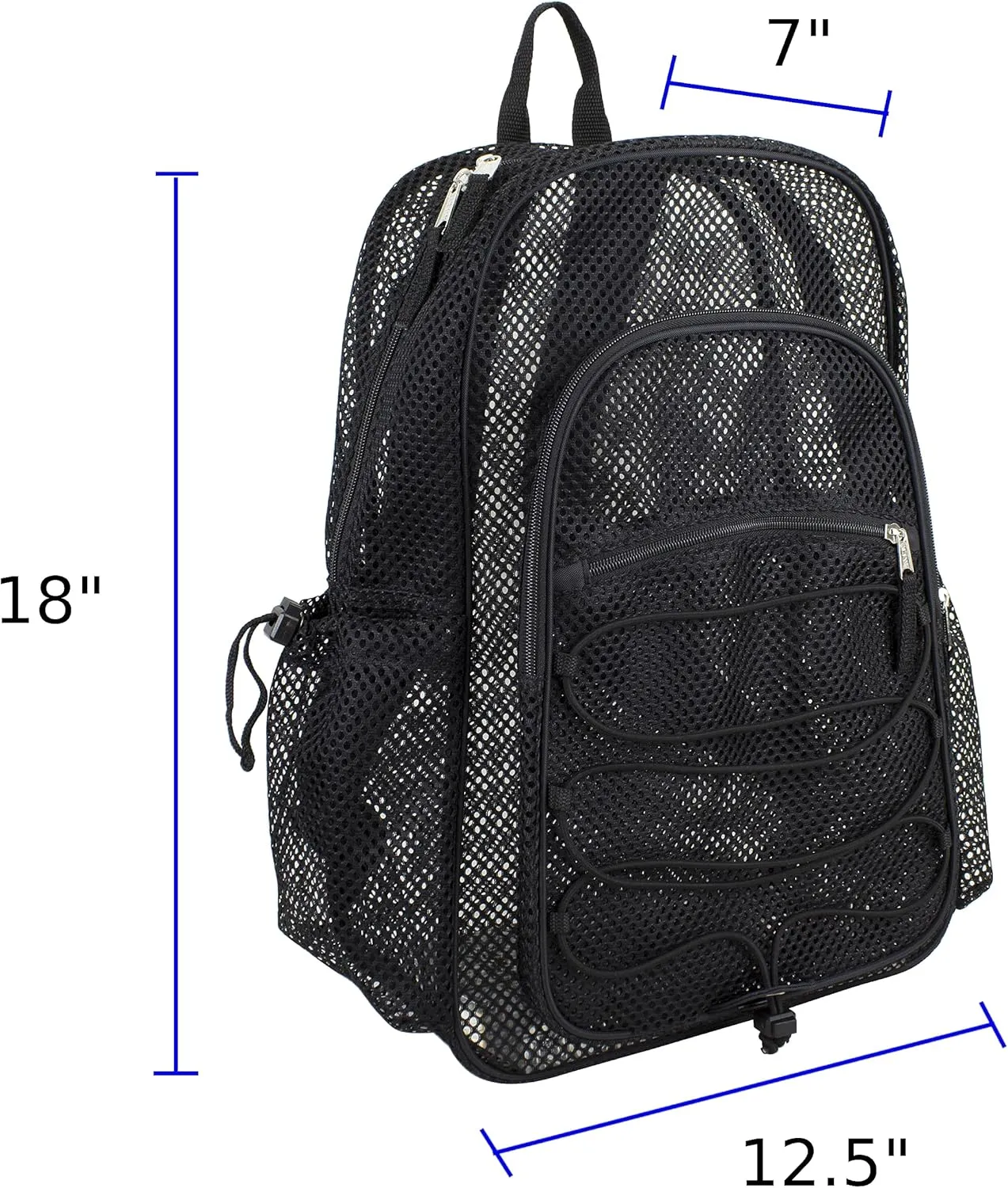 Eastsport Heavy Duty Mesh Lightweight Backpack with Adjustable Bungee for Travel, Work, Sports, Beach, College, Security Check, Large Bag 18 inches, Black