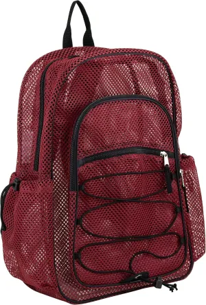 Eastsport Heavy Duty Mesh Lightweight Backpack with Adjustable Bungee for Travel, Work, Sports, Beach, College, Security Check, Large Bag 18 inches, Deepest Red