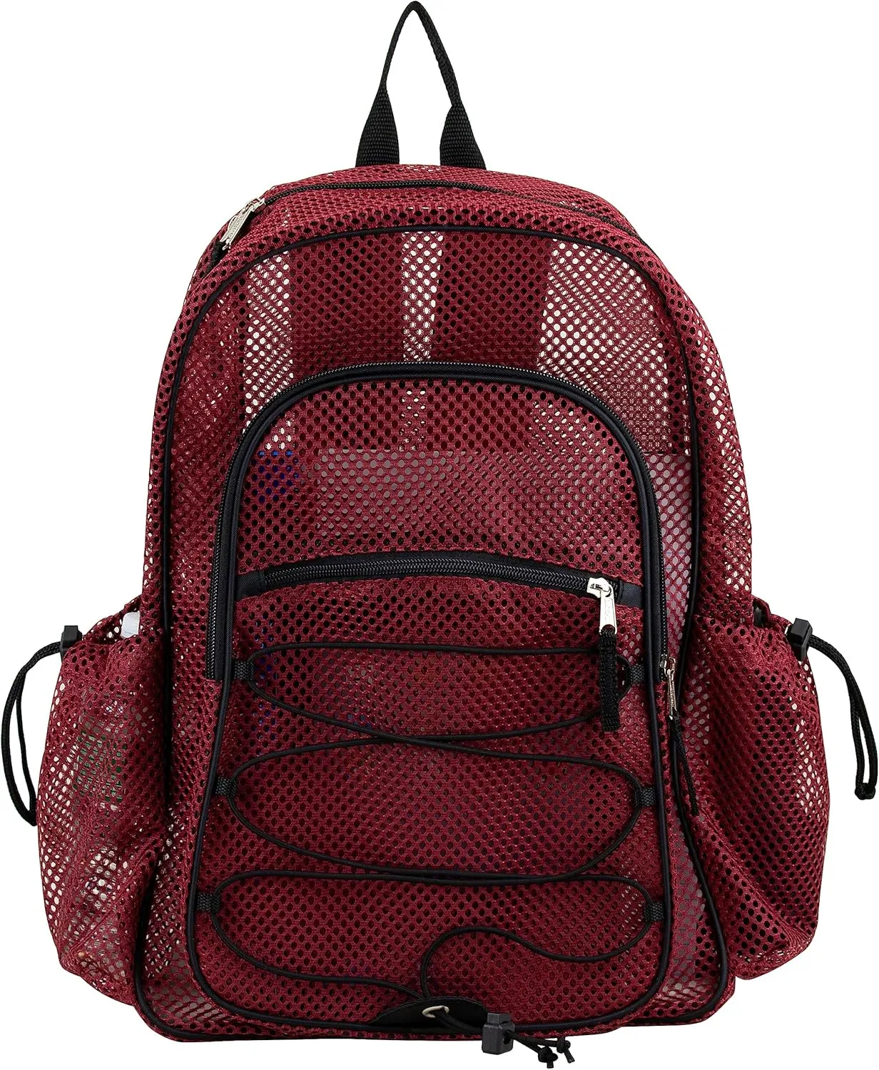 Eastsport Heavy Duty Mesh Lightweight Backpack with Adjustable Bungee for Travel, Work, Sports, Beach, College, Security Check, Large Bag 18 inches, Deepest Red