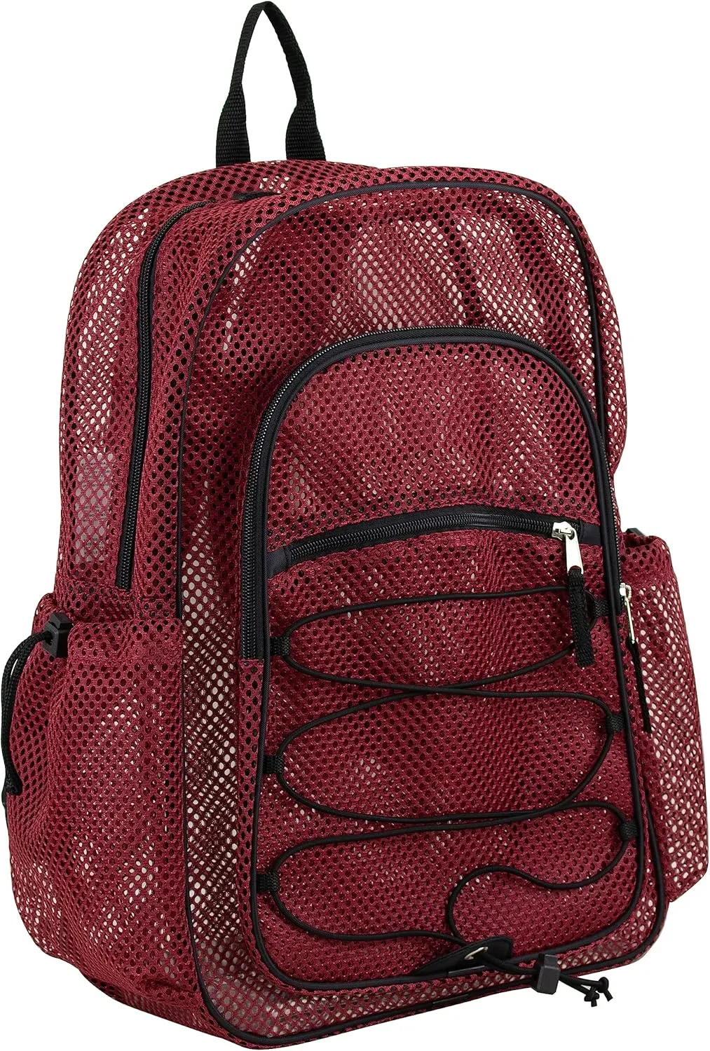 Eastsport Heavy Duty Mesh Lightweight Backpack with Adjustable Bungee for Travel, Work, Sports, Beach, College, Security Check, Large Bag 18 inches, Deepest Red