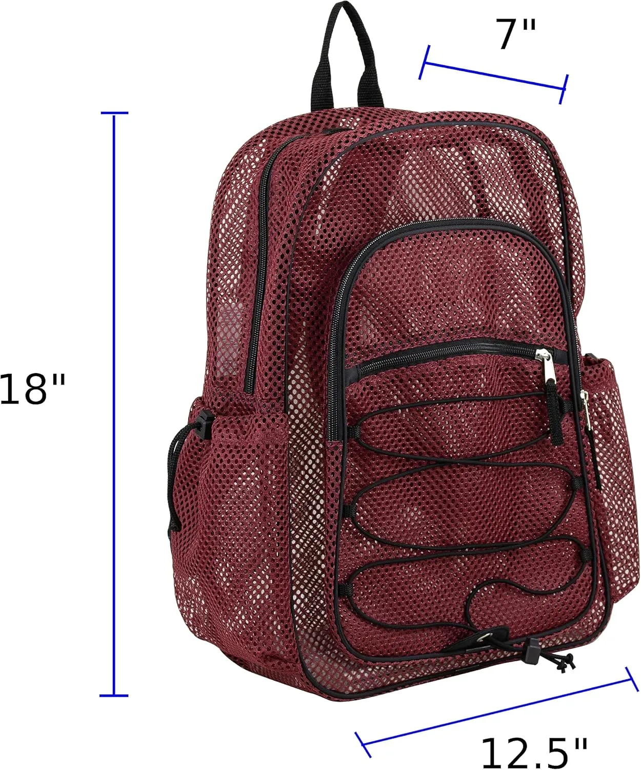 Eastsport Heavy Duty Mesh Lightweight Backpack with Adjustable Bungee for Travel, Work, Sports, Beach, College, Security Check, Large Bag 18 inches, Deepest Red