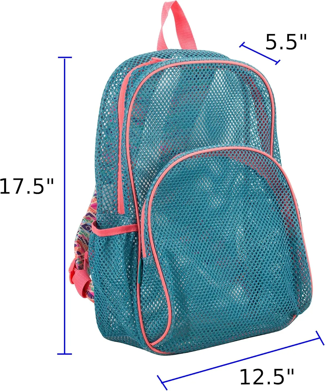 Eastsport Mesh Backpack, College Bookbag, Lightweight See Through for Travel, Swim, Gym, 17.5 Inches, Aqua Haze Sweet Coral