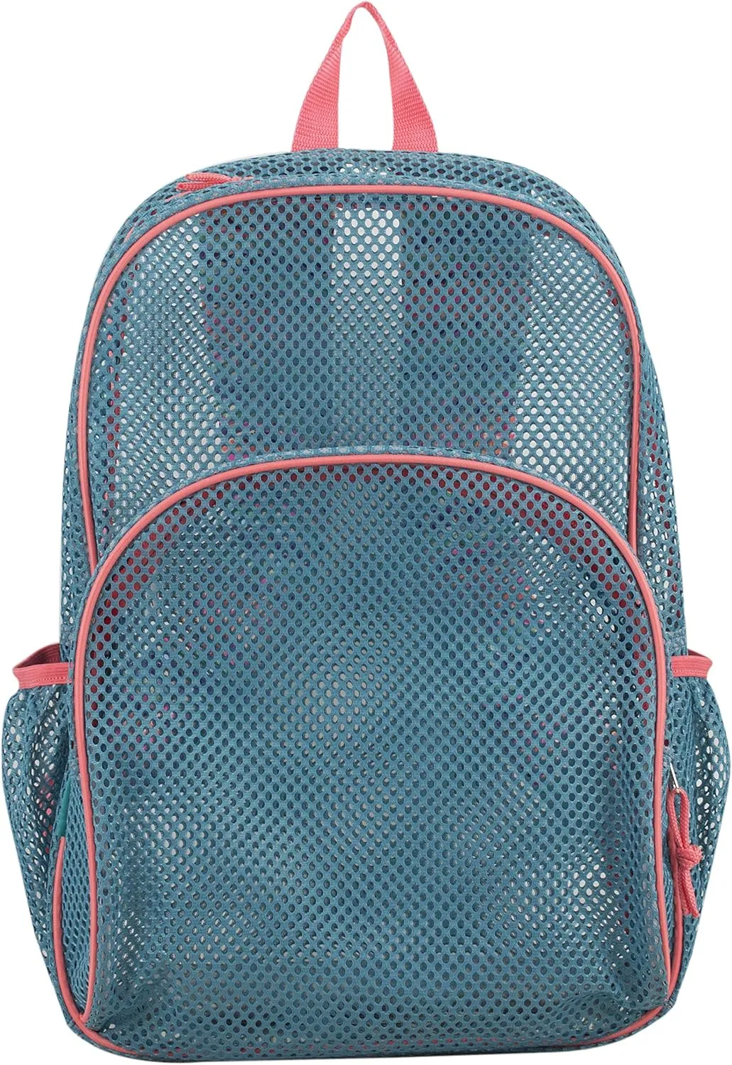 Eastsport Mesh Backpack, College Bookbag, Lightweight See Through for Travel, Swim, Gym, 17.5 Inches, Aqua Haze Sweet Coral