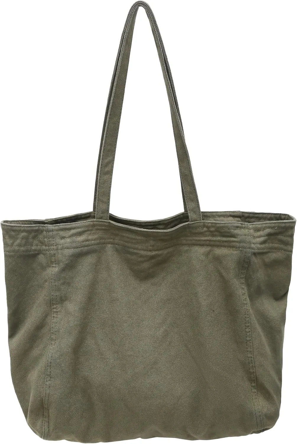 Economical Cotton Canvas Tote Bag,Women Hobo Shoulder Bag Crossbody Handbag with 3 External Pocket,Zipper Closure