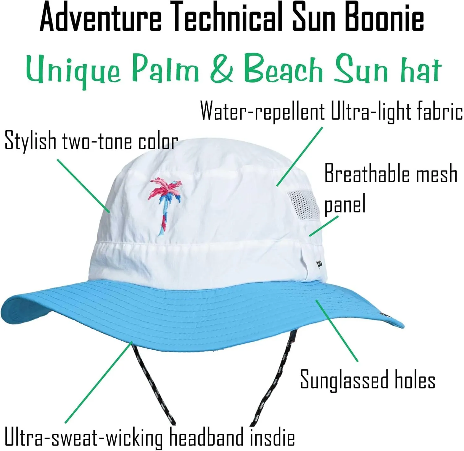 EDTREK Adventure Sun Hat for Womens Mens Kids Wide Brim Boonie with Sunglasses Hole Breathable Beach Hat
