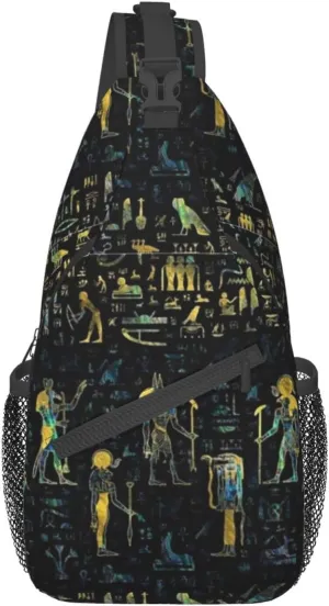 Egyptian Notes Crossbody Bag Hieroglyphs Shoulder Bag Backpack Ancient Egyptian Sling Bag Chest Casual Daypack