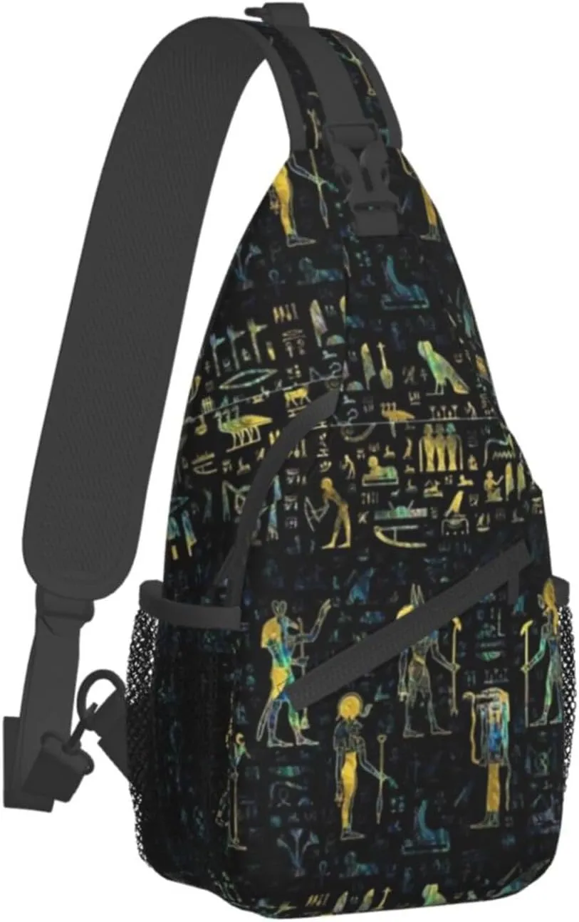 Egyptian Notes Crossbody Bag Hieroglyphs Shoulder Bag Backpack Ancient Egyptian Sling Bag Chest Casual Daypack