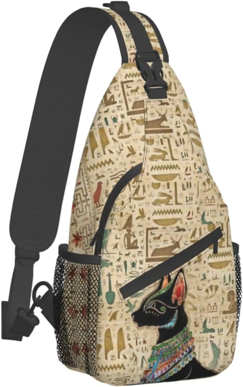 Egyptian Notes Crossbody Bag Hieroglyphs Shoulder Bag Backpack Ancient Egyptian Sling Bag Chest Casual Daypack