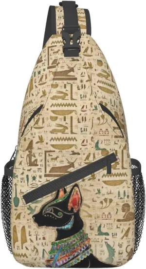 Egyptian Notes Crossbody Bag Hieroglyphs Shoulder Bag Backpack Ancient Egyptian Sling Bag Chest Casual Daypack