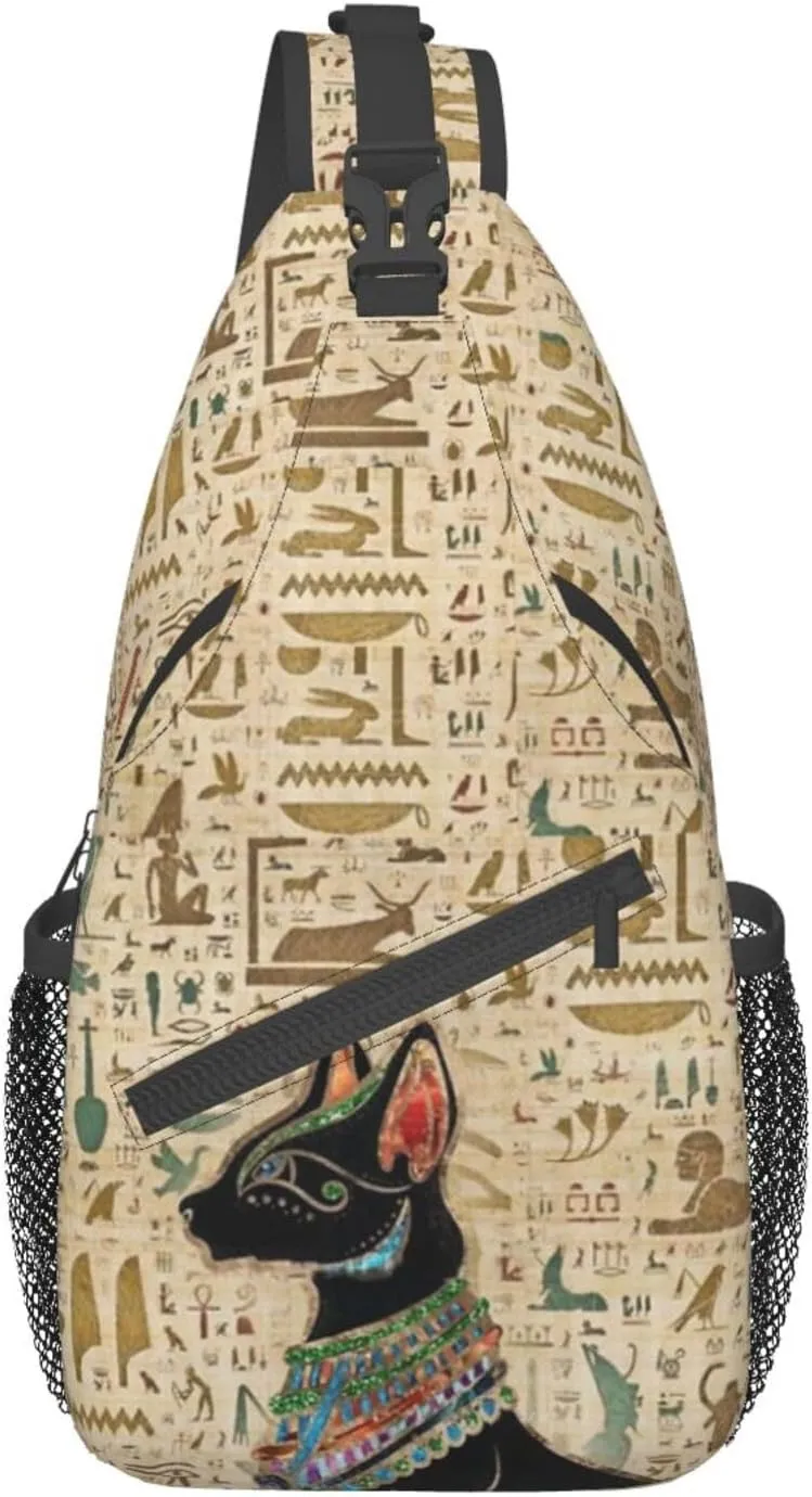 Egyptian Notes Crossbody Bag Hieroglyphs Shoulder Bag Backpack Ancient Egyptian Sling Bag Chest Casual Daypack