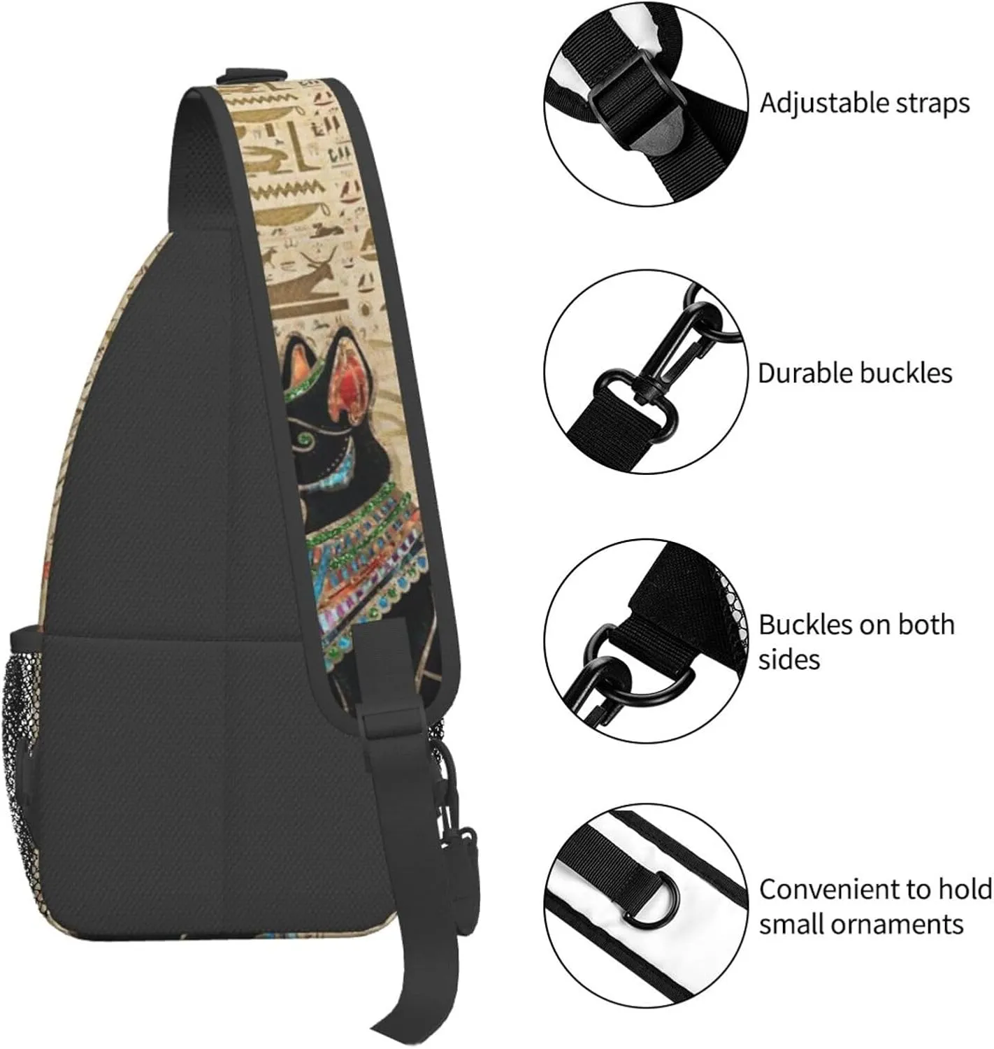 Egyptian Notes Crossbody Bag Hieroglyphs Shoulder Bag Backpack Ancient Egyptian Sling Bag Chest Casual Daypack