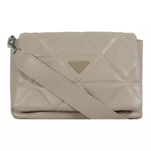 Elegant Quilted Sling Bag with Mini Pouch (Beige)