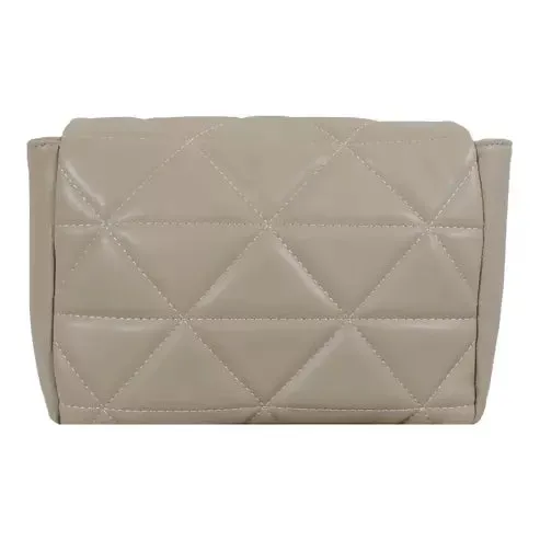 Elegant Quilted Sling Bag with Mini Pouch (Beige)