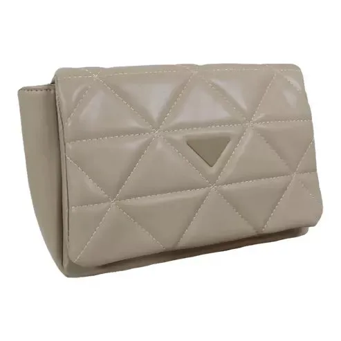 Elegant Quilted Sling Bag with Mini Pouch (Beige)