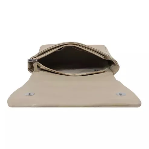 Elegant Quilted Sling Bag with Mini Pouch (Beige)