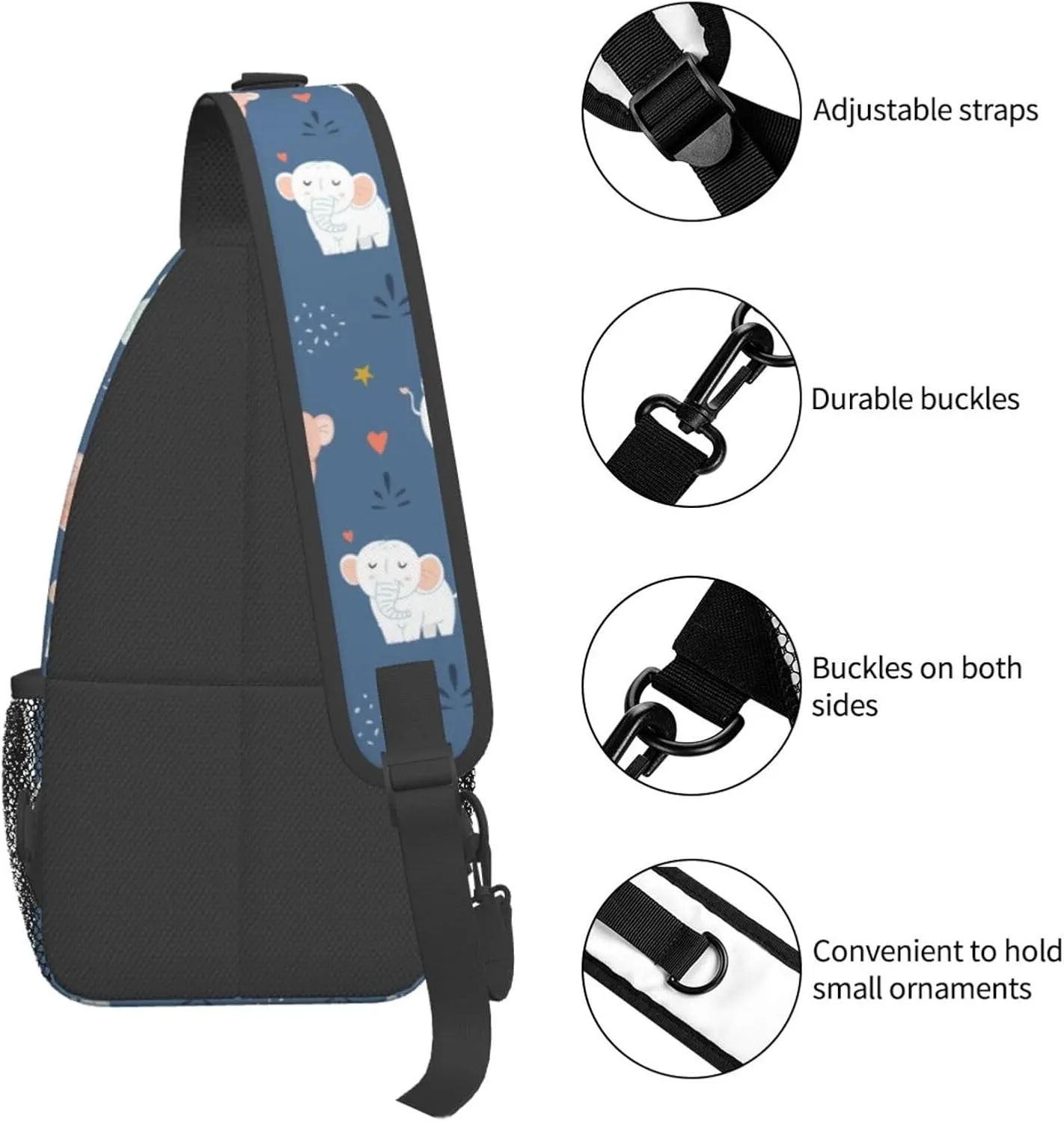 Elephant Crossbody Bag Animal Shoulder Bag Backpack Cute Sling Bag Chest Casual Daypack for Outdoor