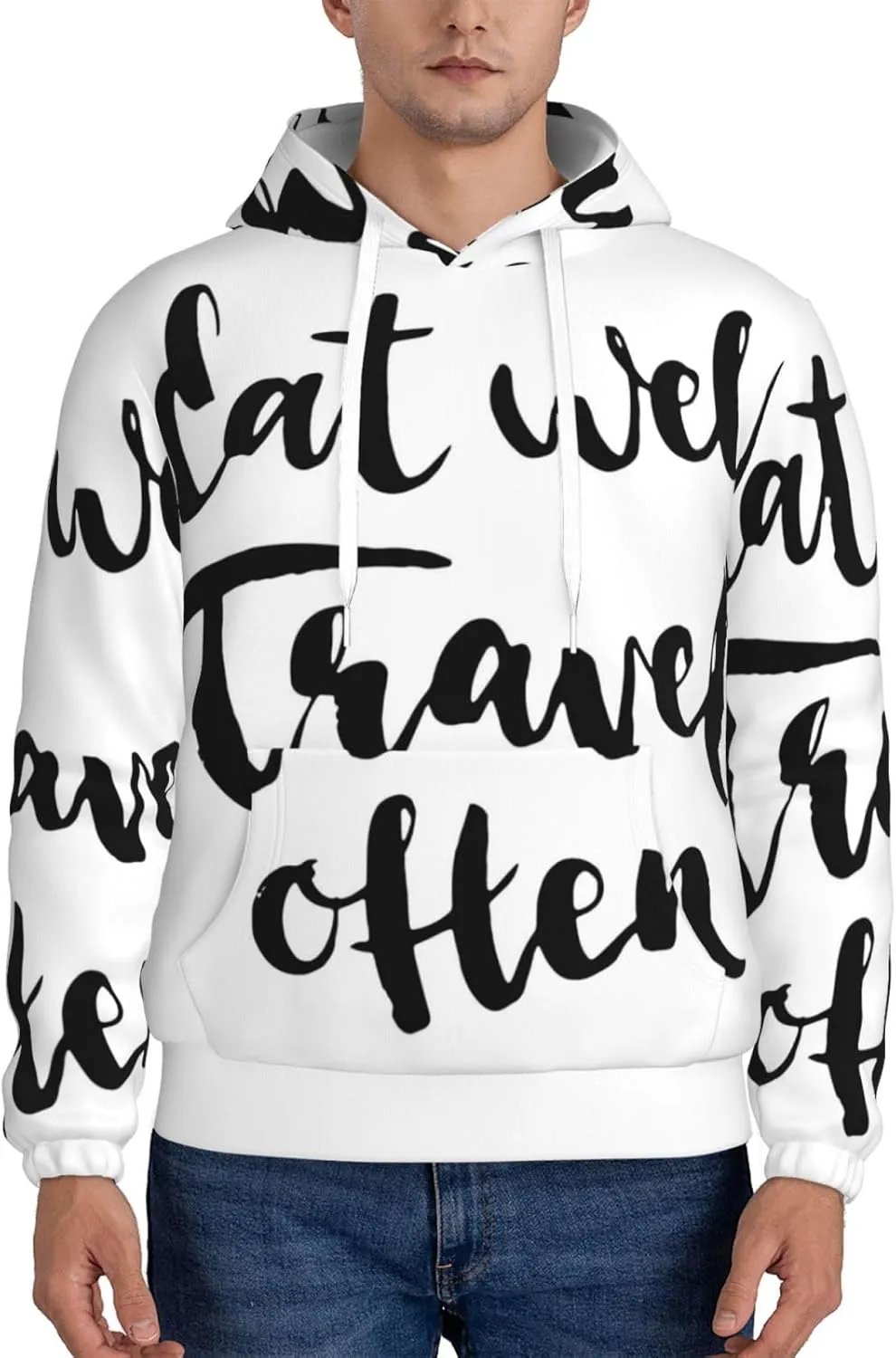 Elephant Giraffe Mens Hooded Pullover Drawstring Hoodeds Sweatshirts with Pocket