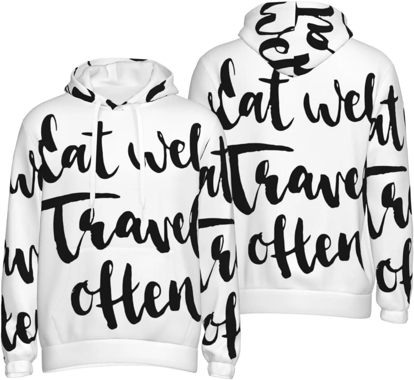 Elephant Giraffe Mens Hooded Pullover Drawstring Hoodeds Sweatshirts with Pocket