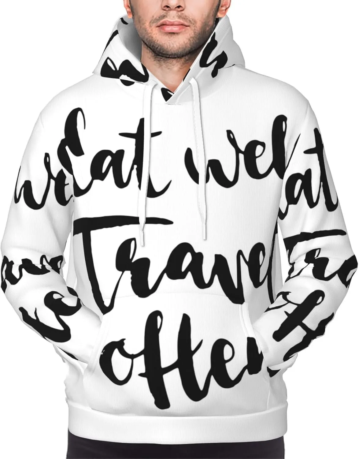 Elephant Giraffe Mens Hooded Pullover Drawstring Hoodeds Sweatshirts with Pocket